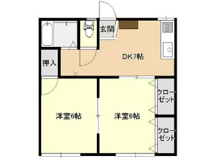 プチ仙北A(2DK/2階)の間取り写真