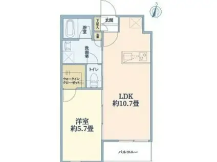 ウェルスクエア豊中本町(1LDK/1階)の間取り写真
