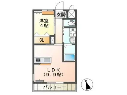 SOLDIAS(1LDK/2階)の間取り写真