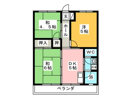 ライオンズマンション(3DK/4階)の間取り写真