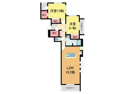 シャーメゾンガーデンズ芦屋平田町(2LDK/3階)の間取り写真