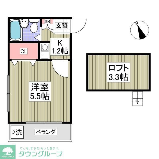 ブラウン第3(1K/2階)の間取り写真