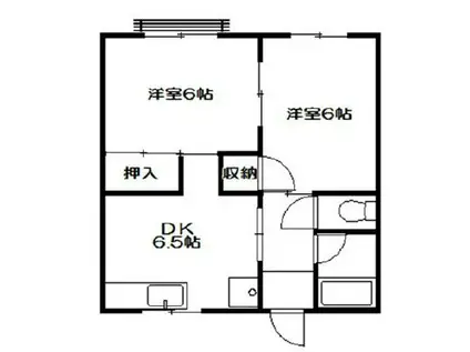 シャトーヤスミマンションB棟(2DK/1階)の間取り写真