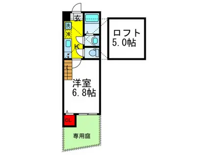 ディモア緑地公園(1K/1階)の間取り写真