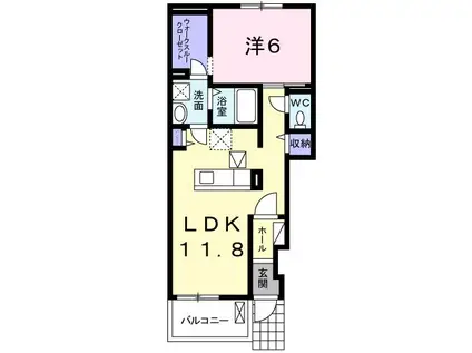 ブランドール東松島(1LDK/1階)の間取り写真