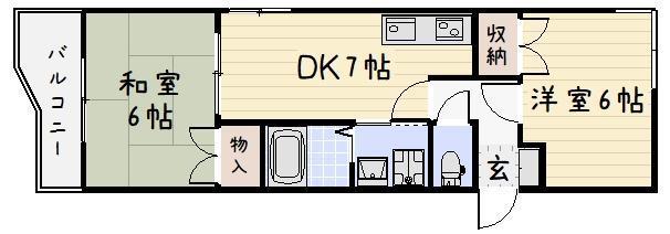 サンラビール小倉(2DK/3階)の間取り写真
