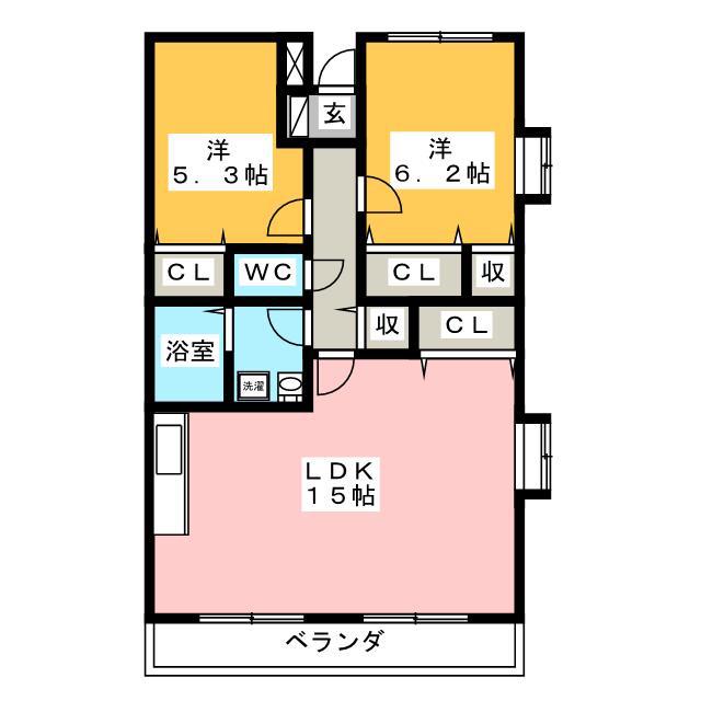 アウローラ桜堤(2LDK/4階)の間取り写真