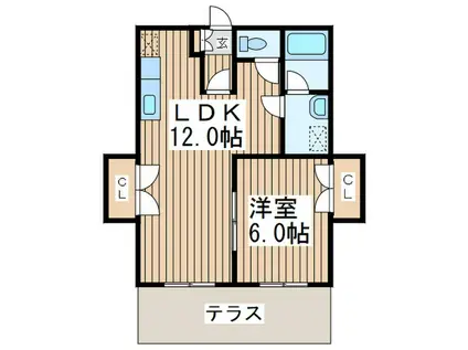 コーポアロフィII(1LDK/1階)の間取り写真