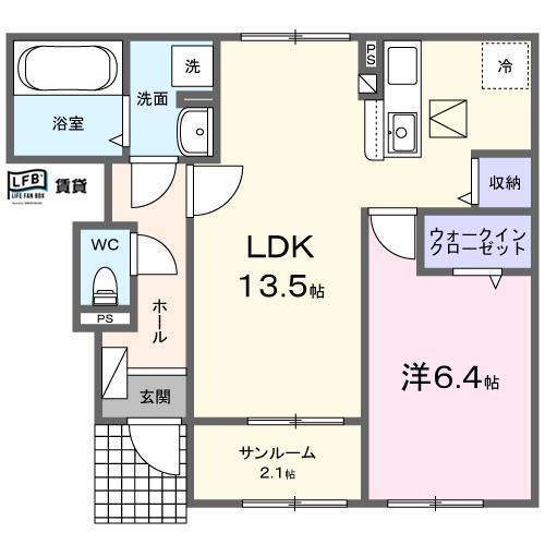 ハレレアIIA(1LDK/1階)の間取り写真