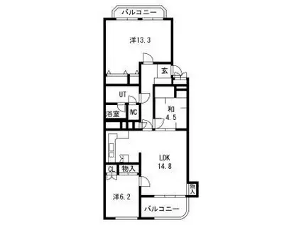 シャンボール山手 D棟(3LDK/4階)の間取り写真
