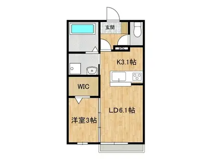 ブリストルXI(1LDK/2階)の間取り写真