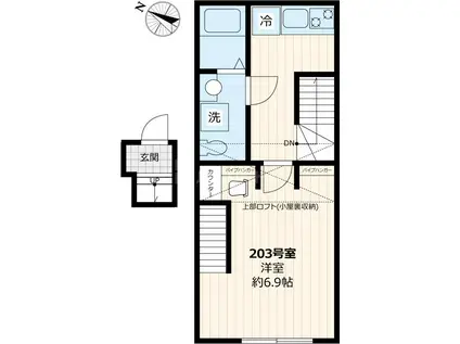 GERBERA(1K/2階)の間取り写真