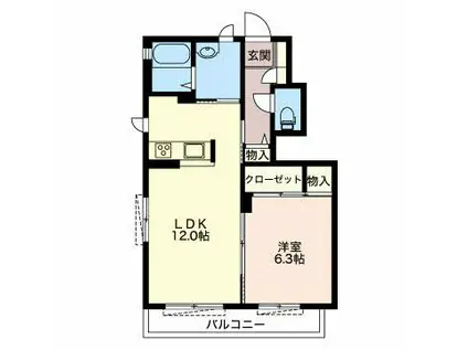 プレジデント川合(1LDK/1階)の間取り写真