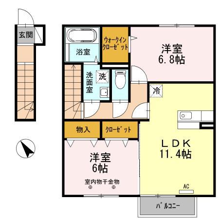 D-ROOM平野(2LDK/2階)の間取り写真