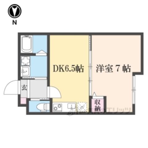 フォルトゥーナ打出浜(1DK/1階)の間取り写真