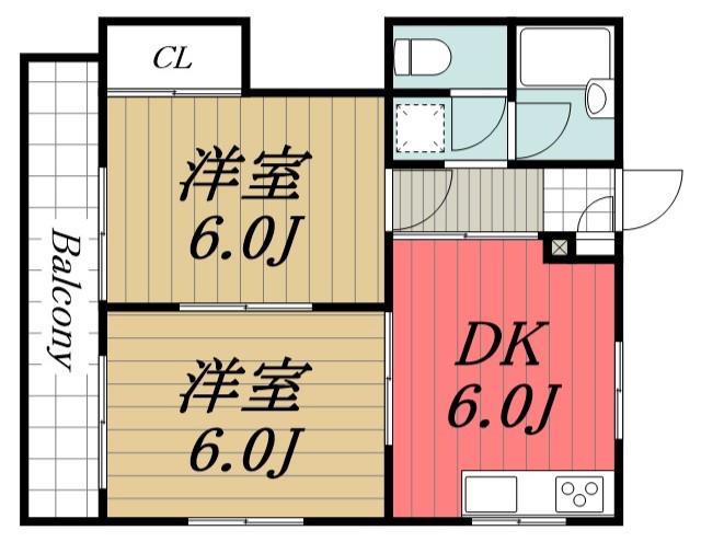 エトワールK(2DK/2階)の間取り写真