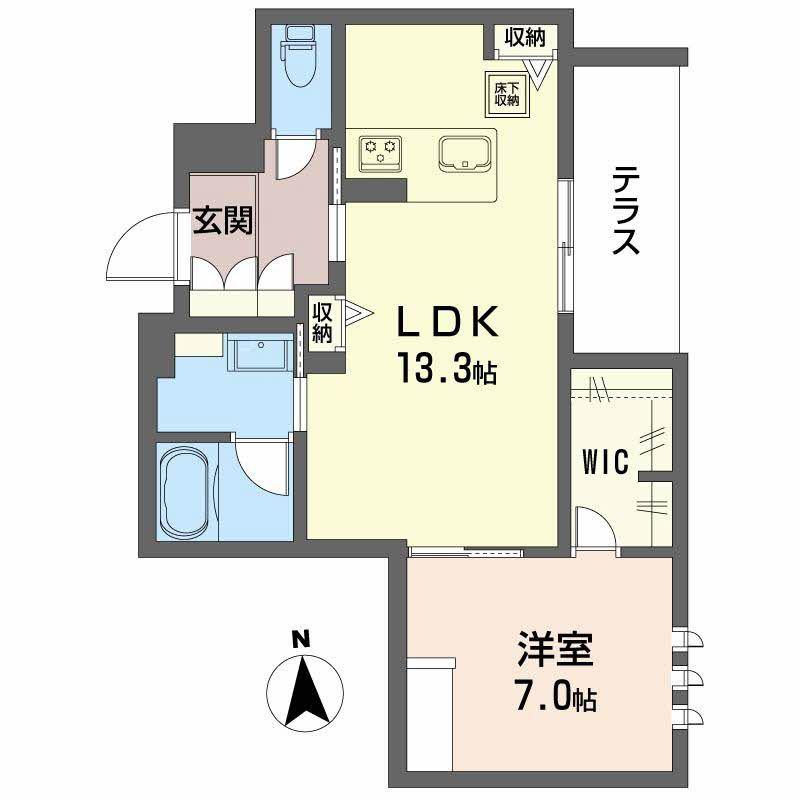 メゾンブランカあびこ南(1LDK/1階)の間取り写真