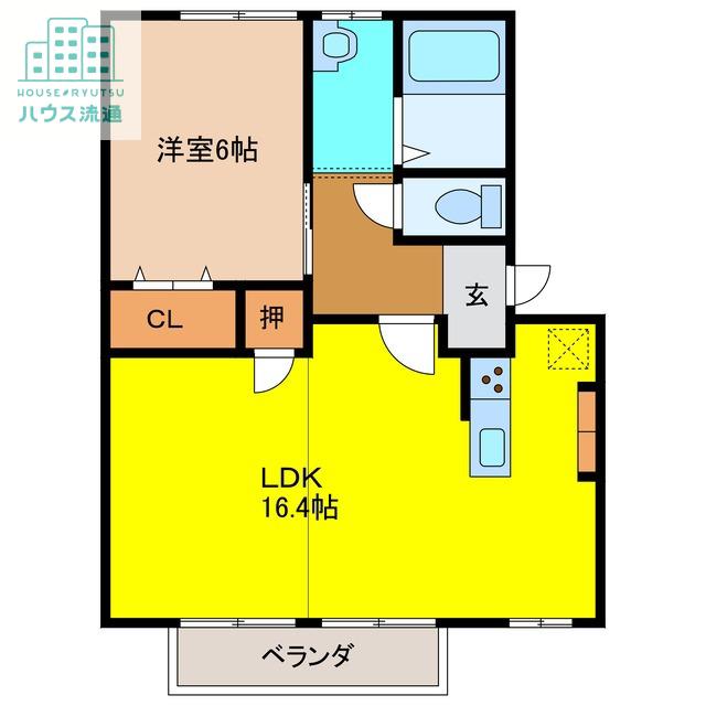 グリーンハイツ秋光 D棟(1LDK/2階)の間取り写真