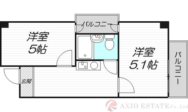 ラ・ペール壱番館(2K/4階)の間取り写真