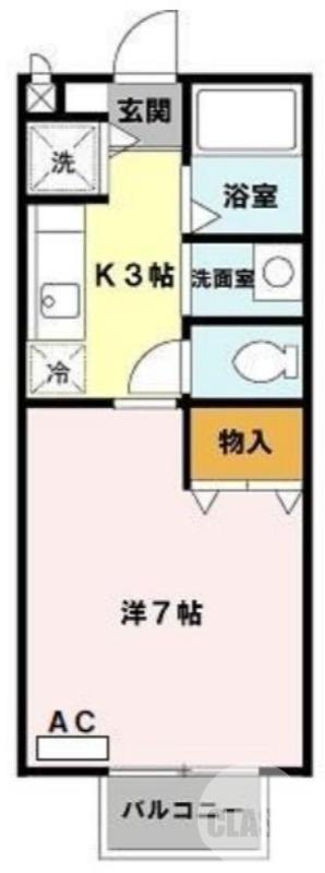 パセオ三国ヶ丘(1K/1階)の間取り写真