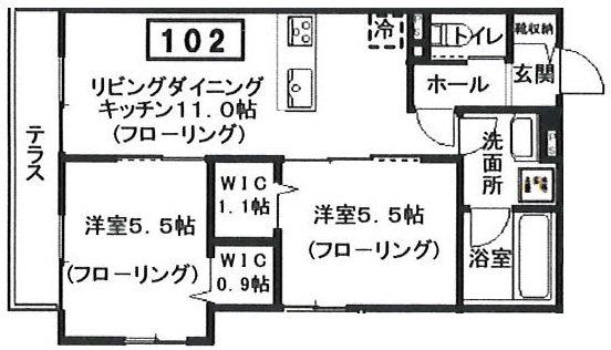 へーベルメゾン宮前2丁目(2LDK/1階)の間取り写真