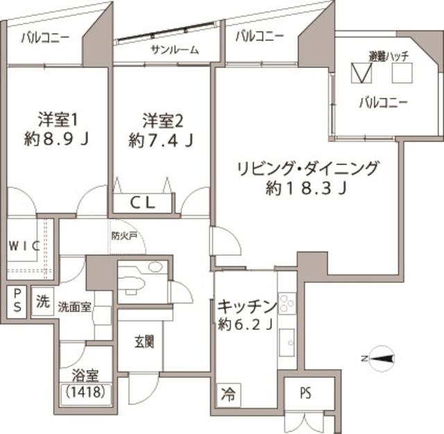 SHIBAURACRYSTAL品川レジデンス(2LDK/15階)の間取り写真