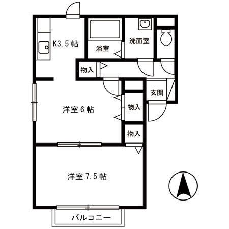 ハイセレール秀(2K/2階)の間取り写真
