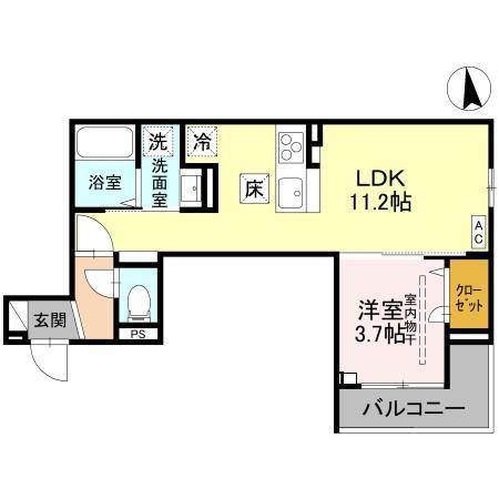 フローリッシュ(1LDK/1階)の間取り写真