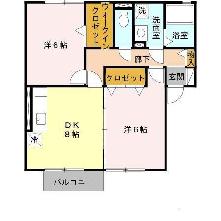 グリーンコート堺東B棟(2DK/2階)の間取り写真