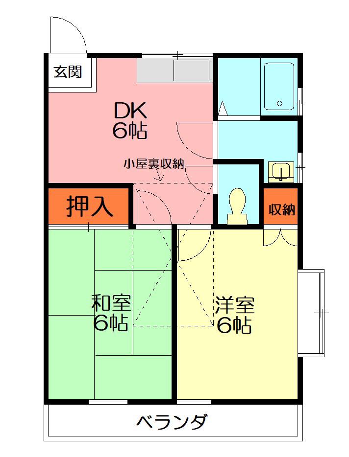 アベリアクレストB(2DK/2階)の間取り写真