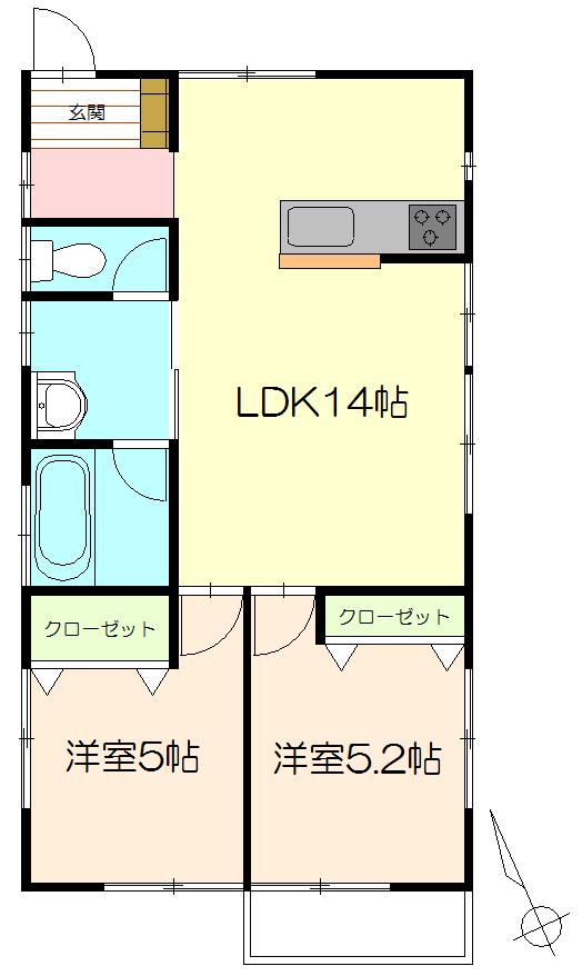シーコーストII(2LDK/1階)の間取り写真