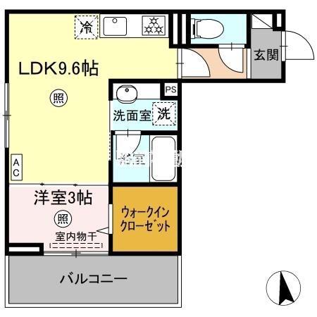 D-ROOM西町(1LDK/2階)の間取り写真