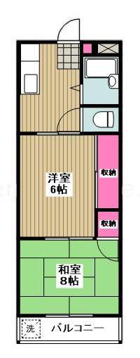 ベルメゾン中央林間(2DK/3階)の間取り写真