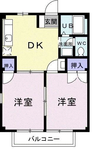 オリンピア藤沼(2DK/1階)の間取り写真