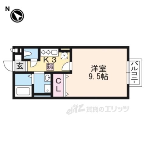 ハンズレジデンス北脇A棟(1K/1階)の間取り写真