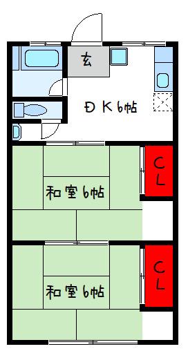 第1ハイマート(2DK/1階)の間取り写真