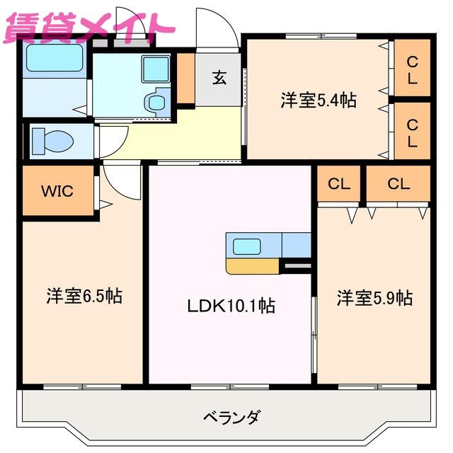 ルミエール栄(3LDK/2階)の間取り写真