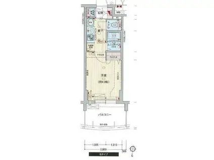 プレサンス泉アーバンゲート(1K/3階)の間取り写真