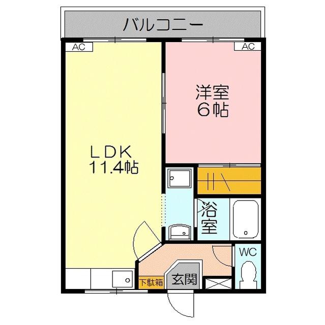 サンセール山中(1LDK/1階)の間取り写真