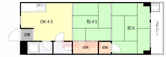 第2三和マンション(2DK/3階)の間取り写真