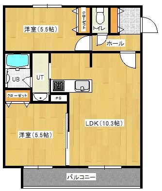 アルファレジデンス末広(2LDK/3階)の間取り写真
