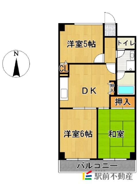 メモリー鳥栖(3DK/6階)の間取り写真