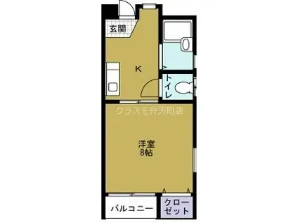 エクセル弁天(1K/2階)の間取り写真