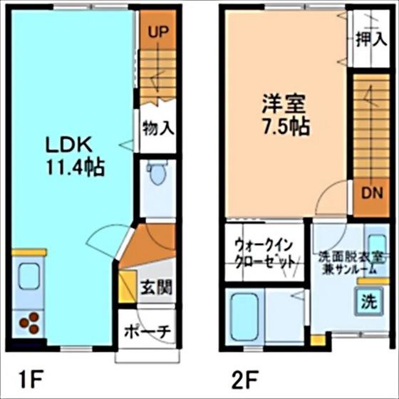 ボヌール B棟(1LDK/2階)の間取り写真