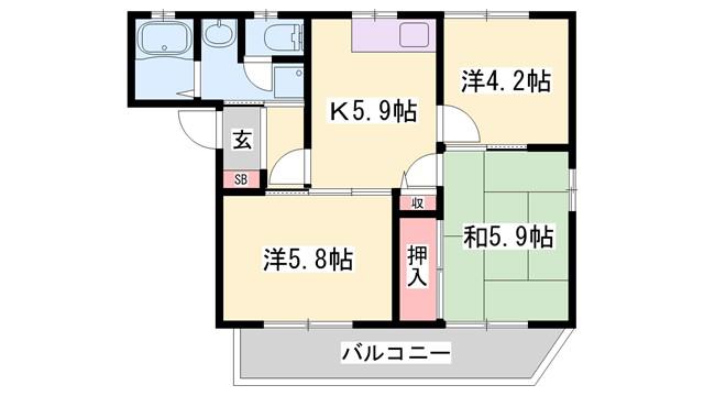 ステップハイツ(3K/1階)の間取り写真
