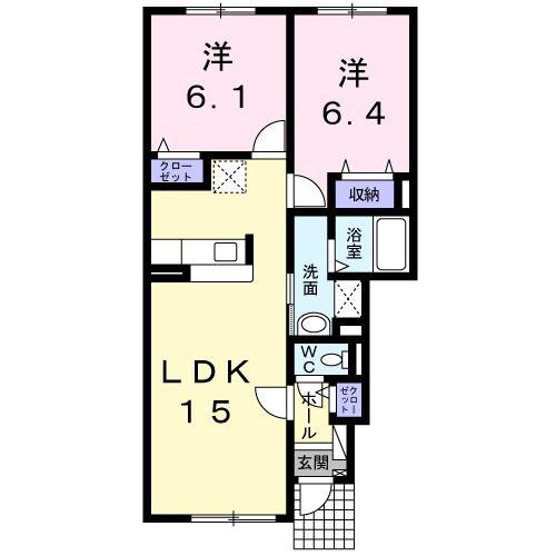 パレストラ ベルデ(2LDK/1階)の間取り写真