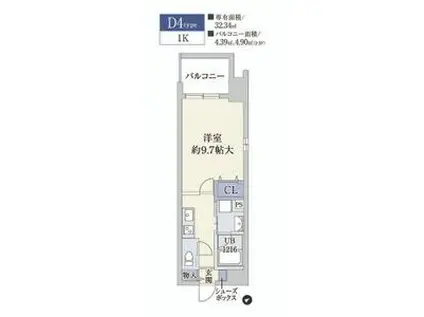 ATKレジデンスなにわ橋(1K/2階)の間取り写真