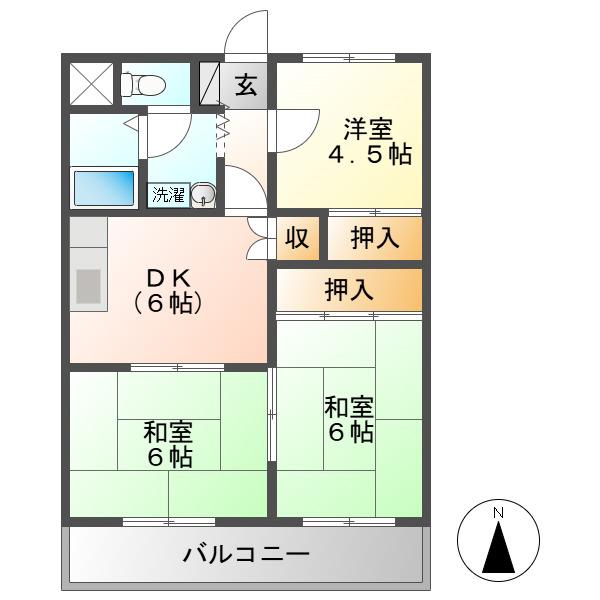 グランドハイツ森山(3DK/3階)の間取り写真