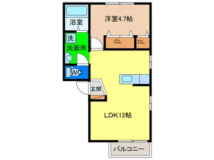 エヴァグリーンII(1LDK/2階)の間取り写真