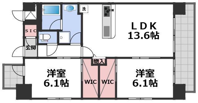 スプランディッド難波VII(2LDK/10階)の間取り写真